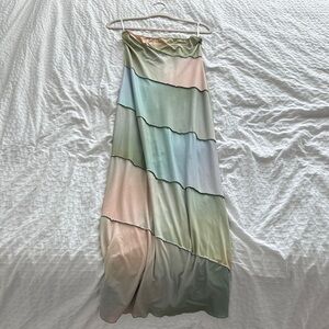Pastel Multicolor Strapless Maxi Dress